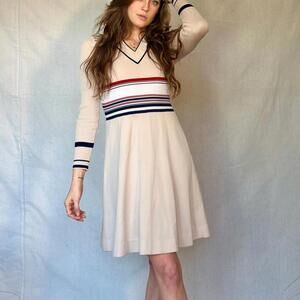 70s Roncelli Ribbed Preppy Academia Sweater Dress